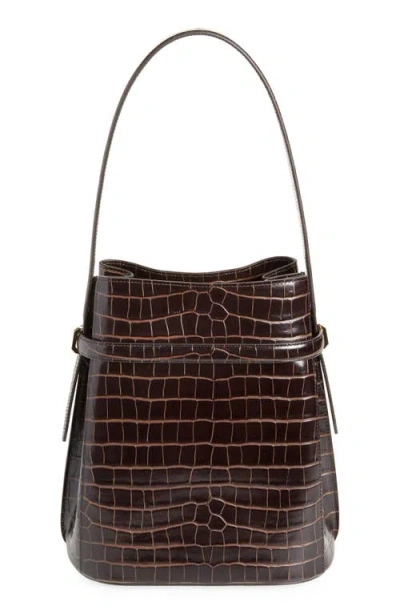 Totême Brown Crocodile-embossed Leather Bucket Bag In Black