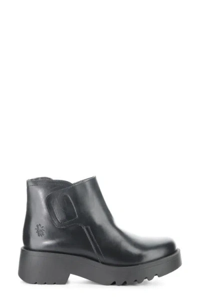 Fly London Mufe Black Leather Low Shalf Ankle Boots In Black