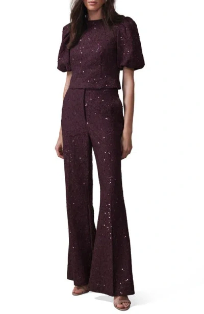 Mint Velvet Sequin Lace Flared Trousers In Multi