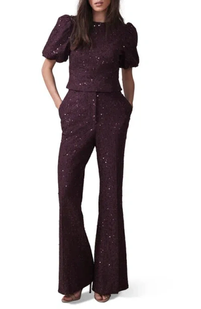 Mint Velvet Sequin Lace Flared Trousers In Multi