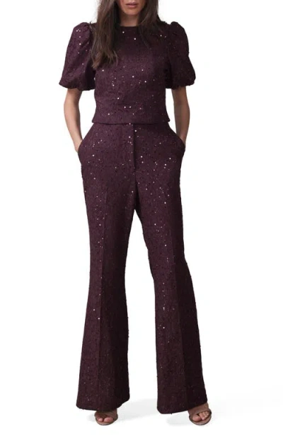 Mint Velvet Sequin Lace Flared Trousers In Multi