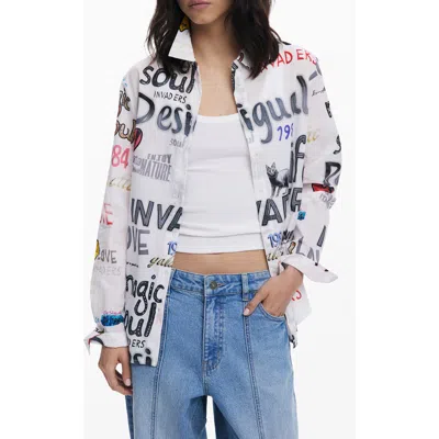 Desigual Long Sleeve Button-up Shirt In Multi