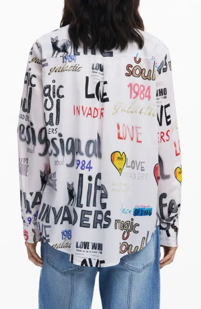 Desigual Long Sleeve Button-up Shirt In Multi