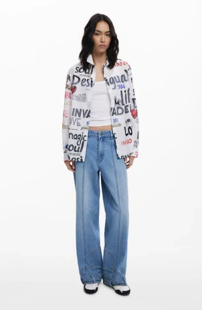 Desigual Long Sleeve Button-up Shirt In Multi