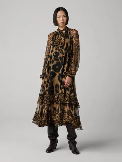 Diane Von Furstenberg Nadine Leopard-print Silk Chiffon Midi Dress In Brown