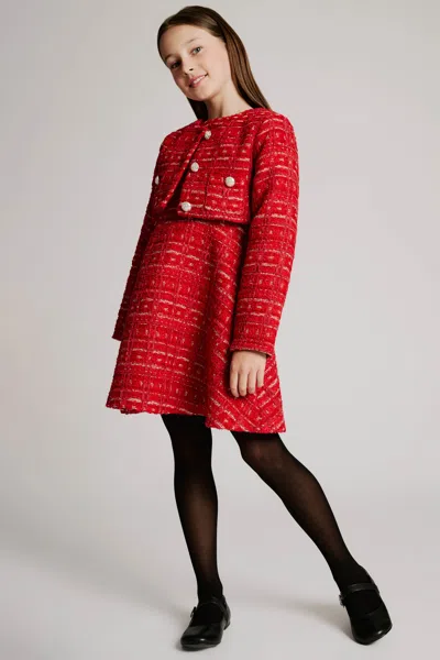 Bardot Junior Sutton Boucle Crop Jacket In Red