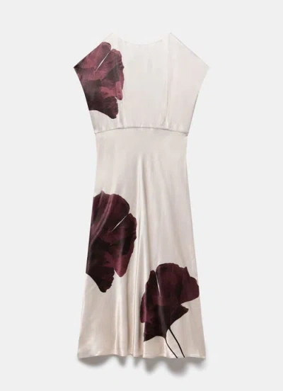 Mint Velvet Floral Print Satin Maxi Dress In Burgundy