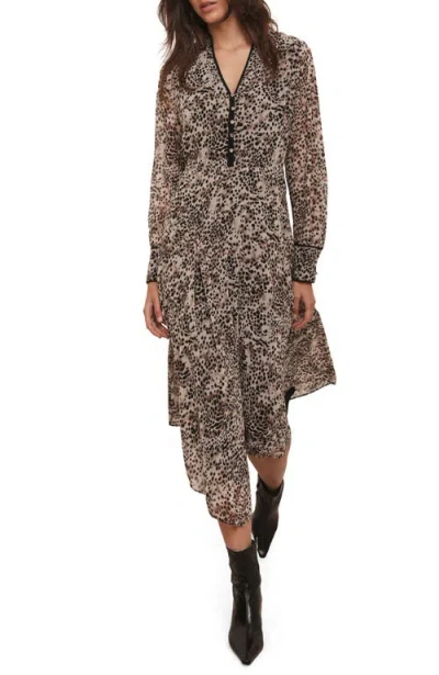 Mint Velvet Animal Print Asymmetric Midi Dress In Multi