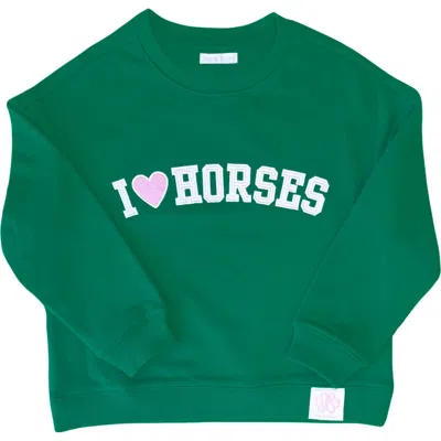 Bits & Bows I Heart Horses Sweatshirt In Green