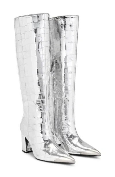 Kurt Geiger London Regent Knee High Boot In Silver