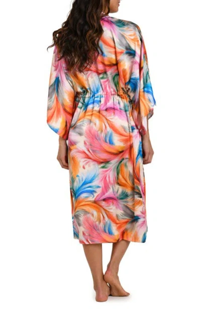 La Blanca Feathered Impressions Maxi Kimono Coverup In Multi