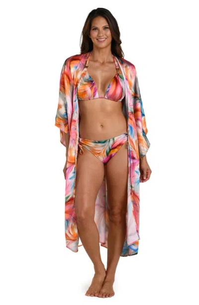 La Blanca Feathered Impressions Maxi Kimono Coverup In Multi