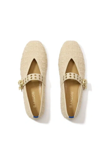 Rothys The Max Square Buckle Mary Jane Flats In Neutral