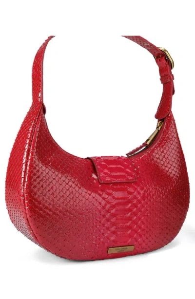 Kurt Geiger London Small Chelsea Snakeskin Embossed Hobo Bag In Red
