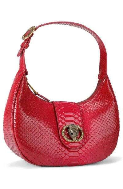 Kurt Geiger London Small Chelsea Snakeskin Embossed Hobo Bag In Red