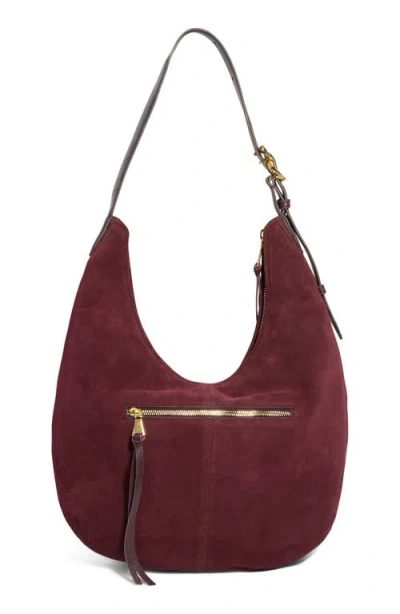 Aimee Kestenberg Large Unity Suede Hobo Bag In Burgundy
