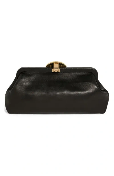 Aimee Kestenberg Full Circle Leather Frame Clutch In Black