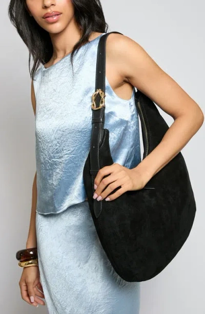 Aimee Kestenberg Large Unity Suede Hobo Bag In Black