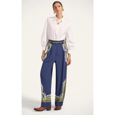 La Doublej Brooklyn Floral-print Pleated Trousers In Blue