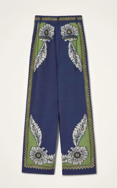 La Doublej Brooklyn Floral-print Pleated Trousers In Blue