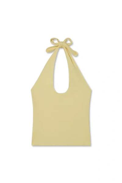 Vir Vita Pauline Pointelle Halter Top In Yellow