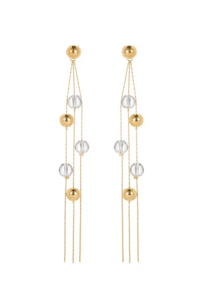 Classicharms Frostlily Azeztulite Crystal And Bead Drop Earrings In Gold