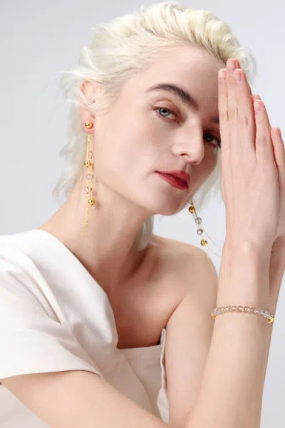 Classicharms Frostlily Azeztulite Crystal And Bead Drop Earrings In Gold