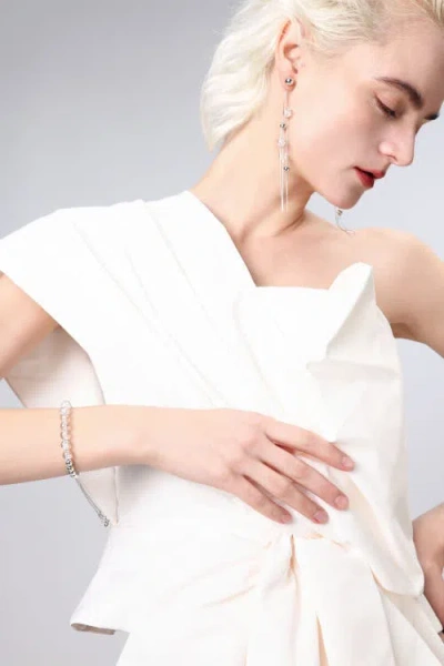 Classicharms Frostlily Azeztulite Crystal And Bead Bolo Bracelet In Metallic