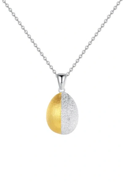 Classicharms Frosted And Matted Texture Two Tone Pendant Necklace In Metallic