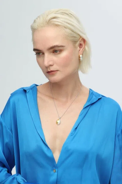 Classicharms Frosted And Matted Texture Two Tone Pendant Necklace In Metallic