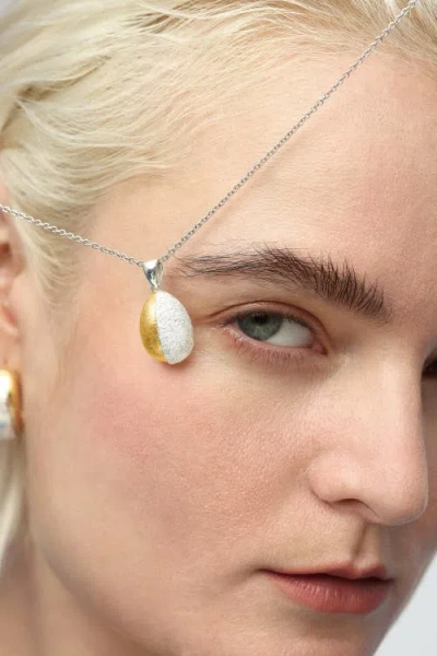 Classicharms Frosted And Matted Texture Two Tone Pendant Necklace In Metallic