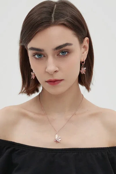 Classicharms Rose Gold Gradient Pink Pavé Diamond Butterfly Pendant Necklace In Gold