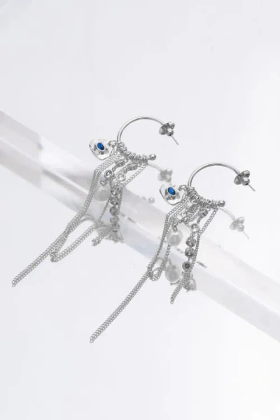 Classicharms Iris Freshwater Pearl And Cubic Zirconia Radiant Reverie Cascade Hoop Earrings In Metallic