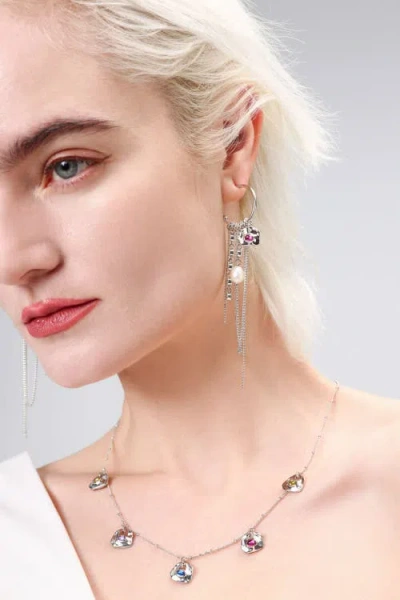 Classicharms Iris Freshwater Pearl And Cubic Zirconia Radiant Reverie Cascade Hoop Earrings In Metallic