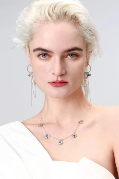 Classicharms Iris Freshwater Pearl And Cubic Zirconia Radiant Reverie Cascade Hoop Earrings In Metallic