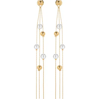 Classicharms Frostlily Azeztulite Crystal And Bead Drop Earrings In Gold