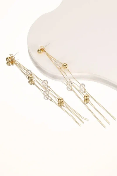 Classicharms Frostlily Azeztulite Crystal And Bead Drop Earrings In Gold