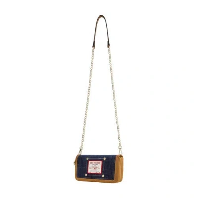 True Religion Buddha Patch Double Zip Chain Wallet In Blue
