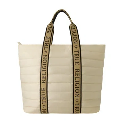 True Religion Nylon Solid Quilted Tote In White