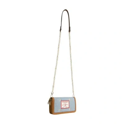 True Religion Buddha Patch Double Zip Chain Wallet In Blue