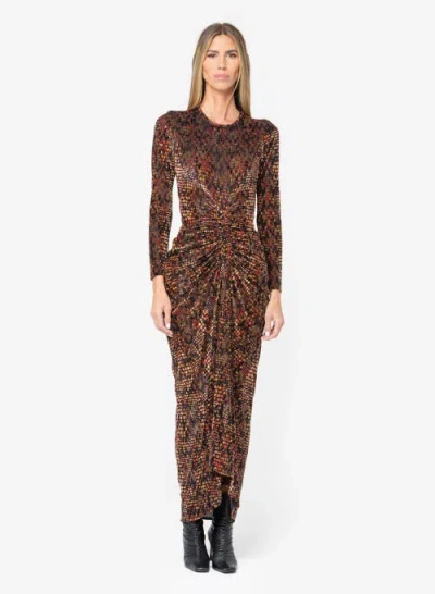 Jbq Elowen Burnout Velvet Midi Dress In Brown