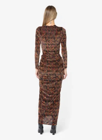 Jbq Elowen Burnout Velvet Midi Dress In Brown