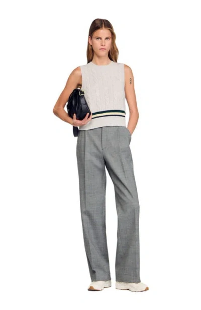 Sandro Straight Leg Trousers In Gray