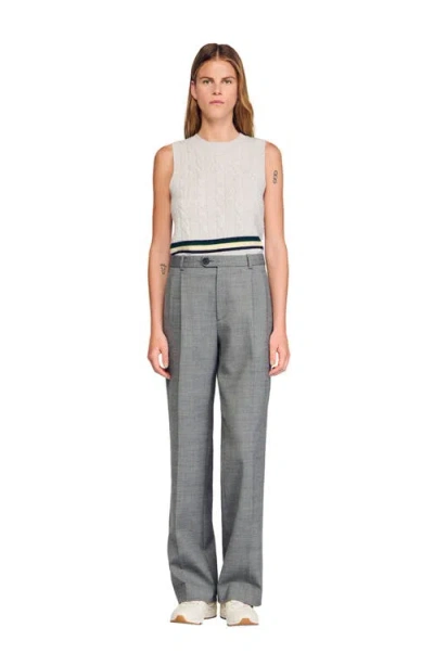 Sandro Straight Leg Trousers In Gray