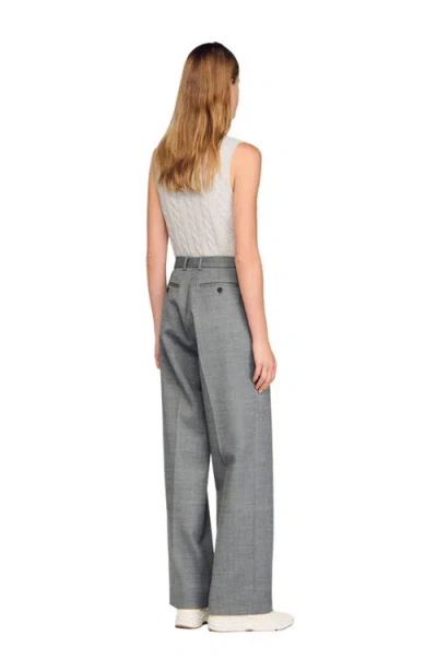 Sandro Straight Leg Trousers In Gray