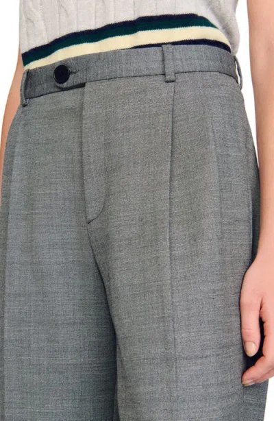 Sandro Straight Leg Trousers In Gray