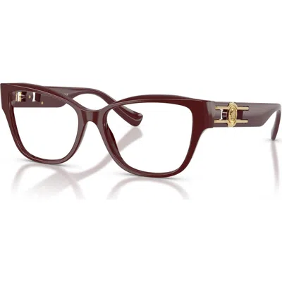 Versace 54mm Rectangle Optical Glasses In Burgundy
