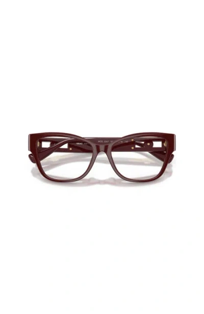 Versace 54mm Rectangle Optical Glasses In Burgundy