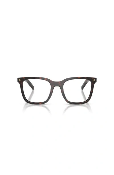 Prada 53mm Rectangle Optical Glasses In Brown