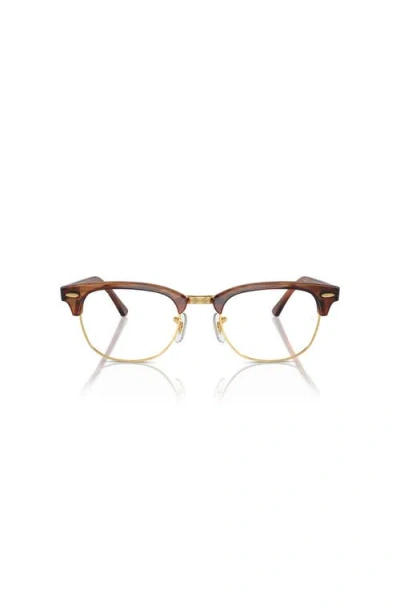 Ray Ban Ray-ban 53mm Square Optical Glasses In Brown